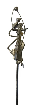abstrakte Skulptur Frau Zinn und Metall auf Holzsockel Max Müller Aka Ddorf - Bild 1 von 4