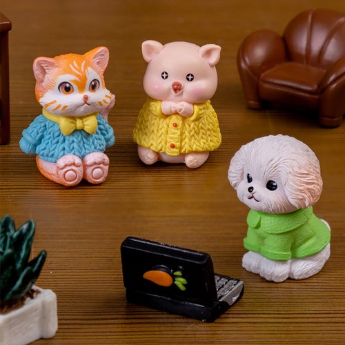 3 Pcs Small Animal Ornaments Mini Dog Figurines Dashboard Statue - Picture 11 of 12