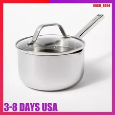 1.5qt Stainless Steel Sauce Pan with Straining Lid Silver - Figmint™