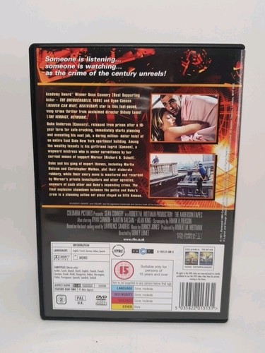The Anderson Tapes 1977 DVD Sean Connery Dyan Cannon Uk Dvd - Picture 2 of 3