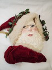 Vintage Clay Art Santa Claus Hanging Wall Decor Mask Made In USA Christmas 
