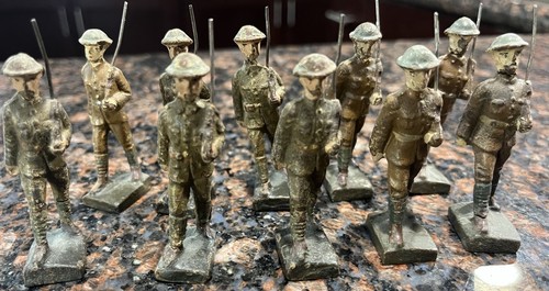 Lote De 10 Soldados De Infantería De Colección Lineol Primera Guerra Mundial EE. UU. Hechos En Alemania. En muy buen estado - Imagen 1 de 4