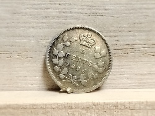 Moneda de plata de Canadá de 5 centavos de 1896 (Victoria) borde soldado - Imagen 4 de 8