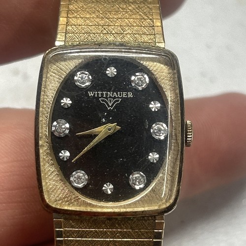 WITTNAUER DIAMANT 27x 25mm goldfarbene Herrenuhr Edelstahl 4 REPARATUR