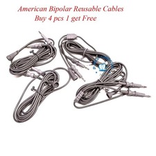 American Bipolar Forceps Reusable Cables Set Autoclavable Silicone Cord 3 metre