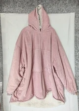The Comfy Original One Size Hoodie Blanket Long Sleeves Sherpa Lined Pink Pocket