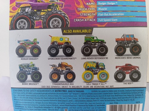 2021 Hot Wheels Monster Trucks Treasure Hunt: Rodger Dodger (TH) - Picture 5 of 6