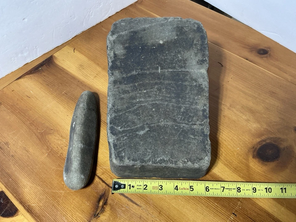 Artefacto indio nativo americano herramienta de mortero y piedra pestal NY River 21-LB ONEIDA Foto 2 de 4