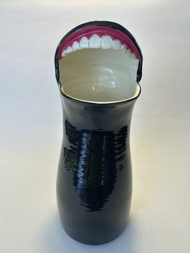 Unique Ceramic Art Pottery Pitcher Face Open Mouth Teeth - Unusual! Signed - Picture 4 of 6