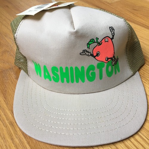 Washington Apples Hat Vintage "P" Brand NWT USA State Apple Fruit Mesh Trucker
