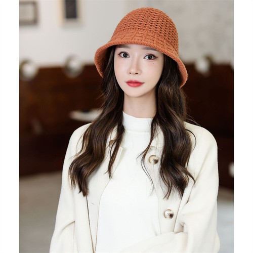 Mujeres Sombrero Cubo Tejido Suave Otoño/Invierno Sombreros Cálidos Gorra de Pescador Colores Sólidos - Imagen 13 de 46