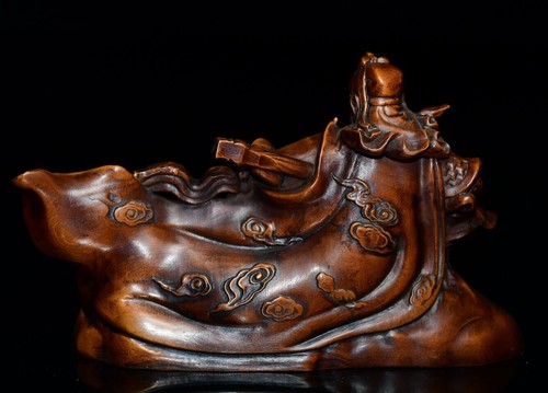 Chinese Wood Boxwood Carving Fengshui Guan Gong Yu Yunchang Warrior God Statue - Picture 5 of 10