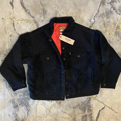 LEVIS REVERSIBLE SHERPA QUILTED TRUCKER DENIM JACKET BIG E TAB Men's Size Large