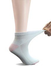 Women's 5 Pairs Non-Binding Cotton Ankle Diabetic/Dress Socks with Seamless T...