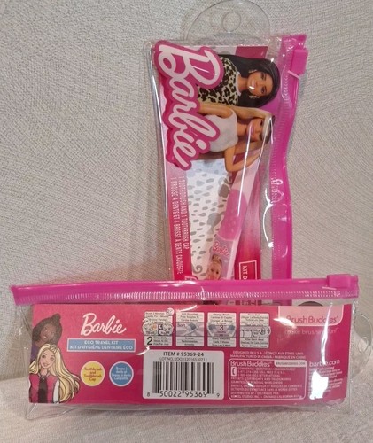 TWO Brush Buddies Barbie Kids Toothbrush With travel Bag 1-Toothpaste 3.5 Oz - Picture 5 of 10