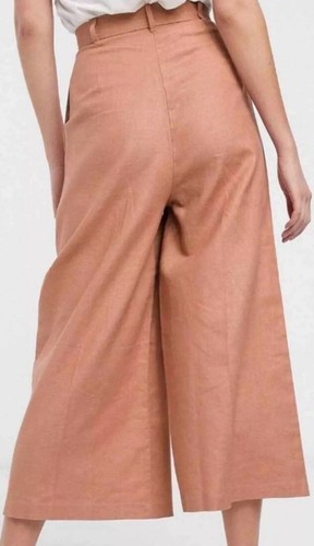 ASOS Design Tan Minimalist Wide Leg Linen Blend Culottes Pants Size 22 On Sale!! - Picture 3 of 21