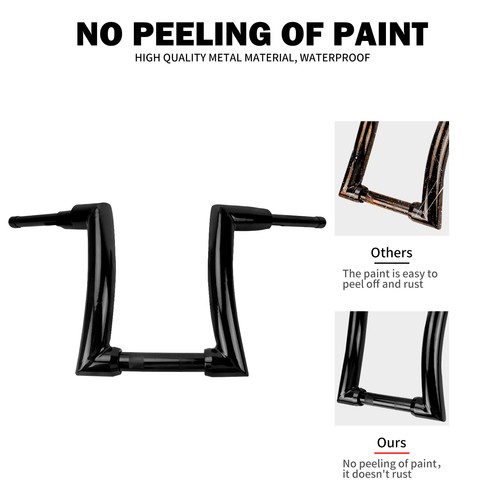 Black 12'' Rise Ape Hanger Bar 2" Handlebar 1.25" Clamp For Harley Fat Boy Dyna - Picture 7 of 17