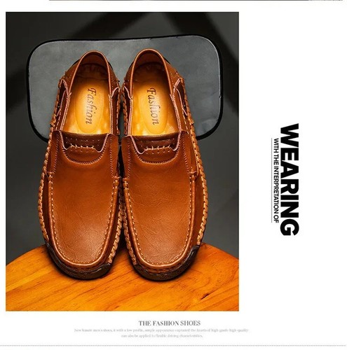 Men's Genuine Leather Handmade Casual Loafers Breathable Slip on Driving Shoes - 第 18/26 張圖片
