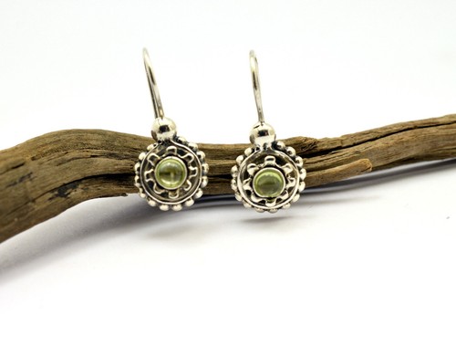 kleine baumelnde Silber Ohrringe Blume mit Peridot Edelstein Vintage inspiriert - Bild 9 von 17