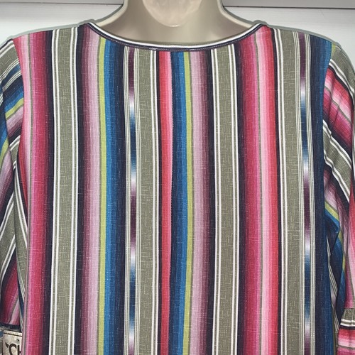 NWT Cowgirl Hardware Western Tunic Top M Medium Striped Serape Ruffle Pockets - 第 5/10 張圖片