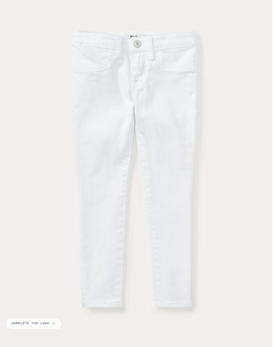 NWT Polo Ralph Lauren Girls Aubrie Denim Leggings in White 4/4T - Picture 1 of 3