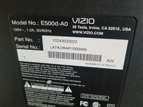 VIZIO E500D-A0 (latkorao) Complete parts repair   - Picture 3 of 3