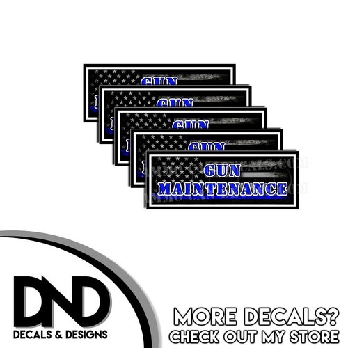 Gun Maintenance Ammo Can Decal Gun Label Box Sticker Blue Line Flag - 5 Pack - Picture 1 of 2
