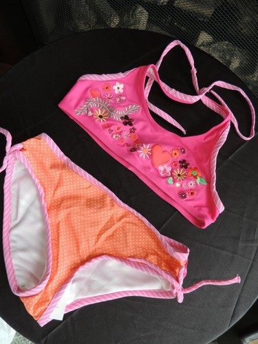 NWT Girls Size Large * OLD NAVY * 2-Pc Swimsuit Pink Orange Multi