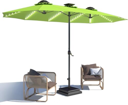 15ft Patio Double-Sided Umbrella 156 PCS Solar LED Light Outdoor Large Umbrella - Picture 77 of 100