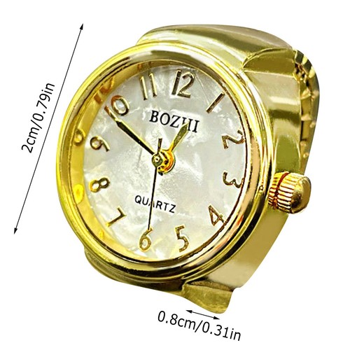 Real Watch Ring To Tell Time Vintage Watch Clock Ring Round Chunky Ring Silver - Picture 4 of 17