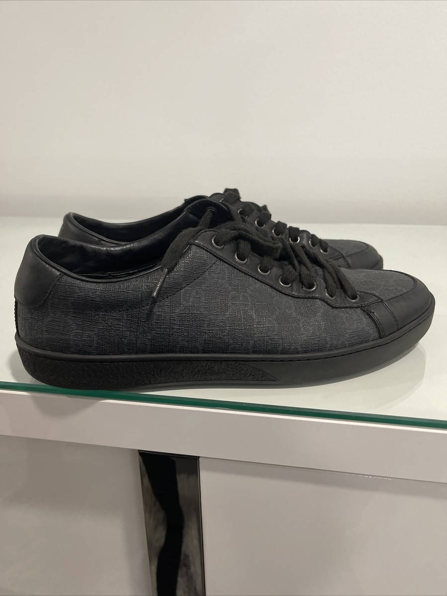 Gucci Men's 325370 Black / Grey Coated Canvas GG Low Top