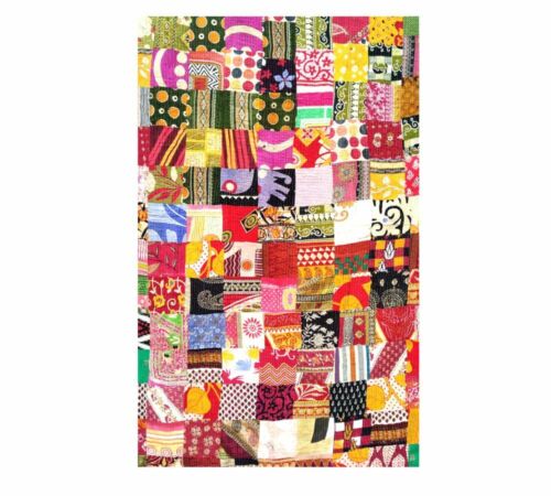 Coperta trapunta assortita patchwork indiana vintage fatta a mano Kantha trapunta - Foto 8 di 8