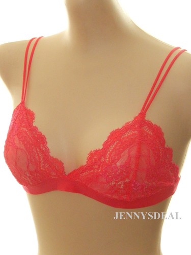 NWT CUTE ROMATIC FLORAL LACE NO WIRE 2 TONE LINED TRIANGULAR BRALETTE BRA TOP - Picture 9 of 12