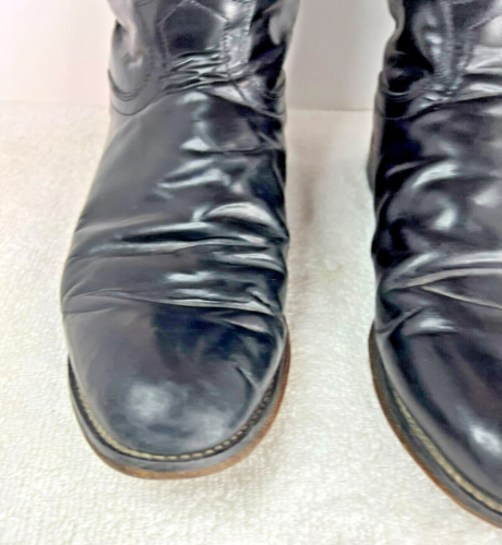 Justin Roper Mens Cowboy Boots 9.5 EE Black Leather Style 3133 - Picture 5 of 22