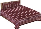 King Size Bedsheet With 2 Pillow Cover Cotton Bedspread Damask Design Flat Sheet