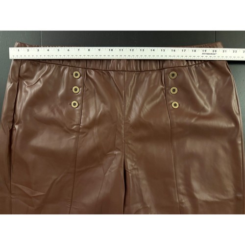 Pantalones al tobillo Susan Graver de cuero sintético para mujer 2X cintura elástica de coñac - Imagen 5 de 10
