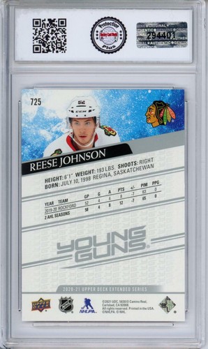 HCWPP - 2020-21 Upper Deck YG #725 Reese Johnson Graded Rookie RC - 294401 - Picture 2 of 2