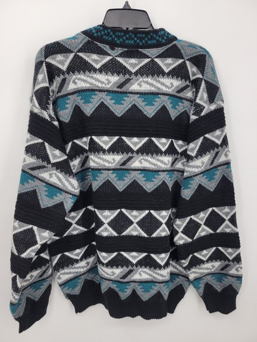 Protege by Tag Sweater Mens Large Vintage Geo Print Biggie Hip Hop 90s Nordic - Picture 2 of 9