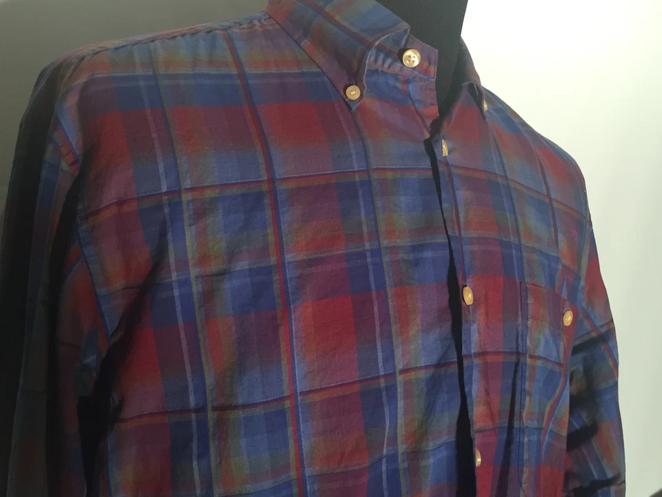 Orvis Sporting Traditions Red Blue Plaid Large L Long Sleeve Button-Front Shirt - Image 2 of 4