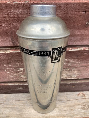 VTG 1934 WORLDS FAIR CENTURY OF PROGRESS COCKTAIL SHAKER MIXER ALUMINUM CHICAGO - Picture 2 of 6