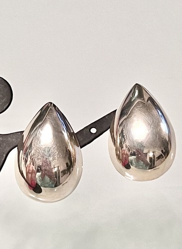 925 SS ITALIAN HANDMADE 1” TEARDROP POST EARRINGS~5.5 GRS - Picture 3 of 12