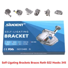 Dental Orthodontic Self Ligating Brackets Braces Roth .022 345 HK+Buccal Tube