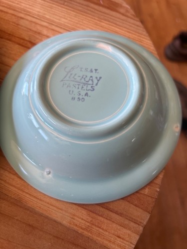 Vintage Lu-Ray Pastels Surf Green Oval Platter 11.5" LuRay and fruit bowl. - Picture 4 of 4