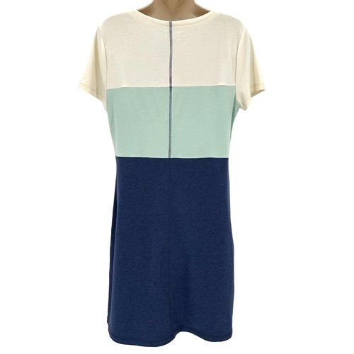 Talbots Womens Multi Color Block Short Sleeve Notch Neck Knee Length Dress Sz M - Picture 3 of 6