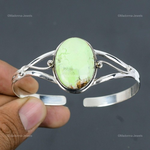 Valentines Sale Lemon Chrysoprase Stone Anniversary Bangle Jewelry 925 Silver - Picture 3 of 6