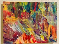 Original Abstract Vintage Art on Canvas - Mixed Media - Oil Pastels & Acrylic