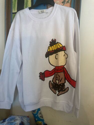 Peanuts Aéropostale Snoopy Scarf Crew Sweatshirt Christmas Winter New Medium M - Picture 1 of 3