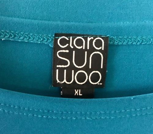 Ciara Sun Woo schulterfreies Oberteil Bluse asymmetrischer Saum türkis Damengröße XLarge - Bild 4 von 7