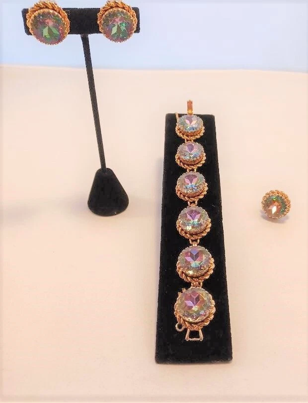 SCHIAPARELLI TODAS LAS PIEZAS FIRMADAS Juego de pulsera, pendientes, anillo de sandía vintage Foto 3 de 4