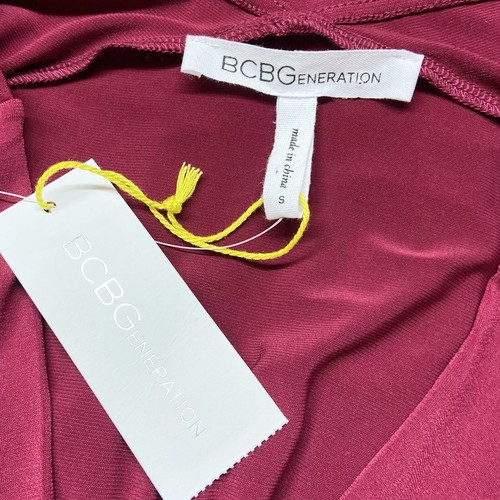 BCBGeneration Womens Knit Cocktail Dress Size S Long Sleeve Draped Apple Red NWT - Picture 8 of 8